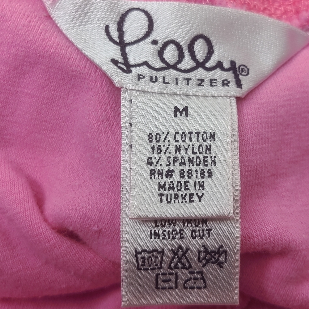 LILLY PULITZER Pink French Terry Pull On Sweat Yoga Pants Sz M White Label - Picture 4 of 5